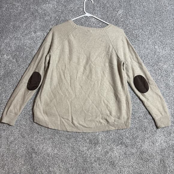 Factory Warmspun Swingy Elbow Patch Sweater Womens Medium Wool Blend Grandpacore - Picture 9 of 9